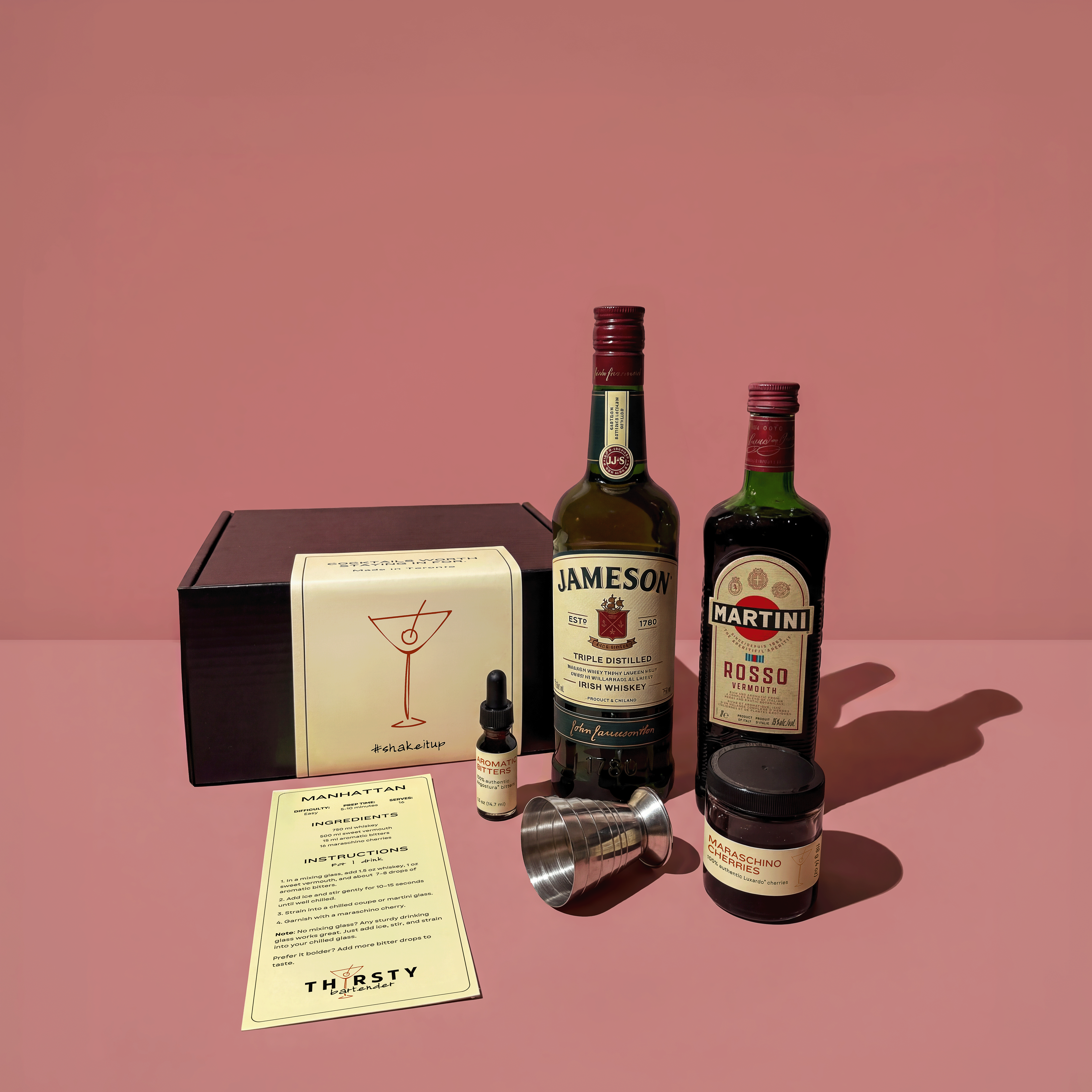 Manhattan cocktail kit with Jameson Whiskey included, from Thirsty Bartender Toronto