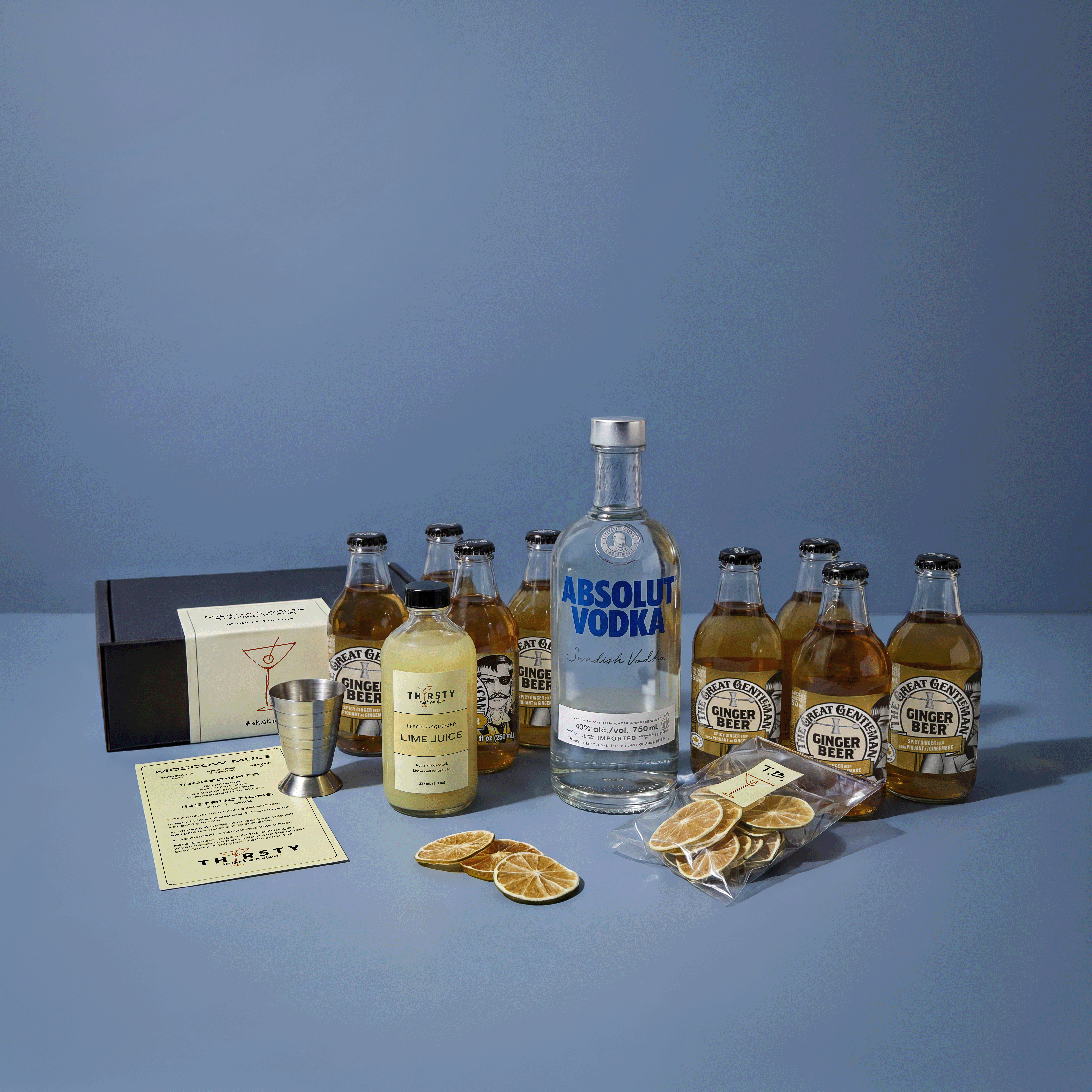 Moscow Mule cocktail kit with Absolut Vodka included, from Thirsty Bartender Toronto