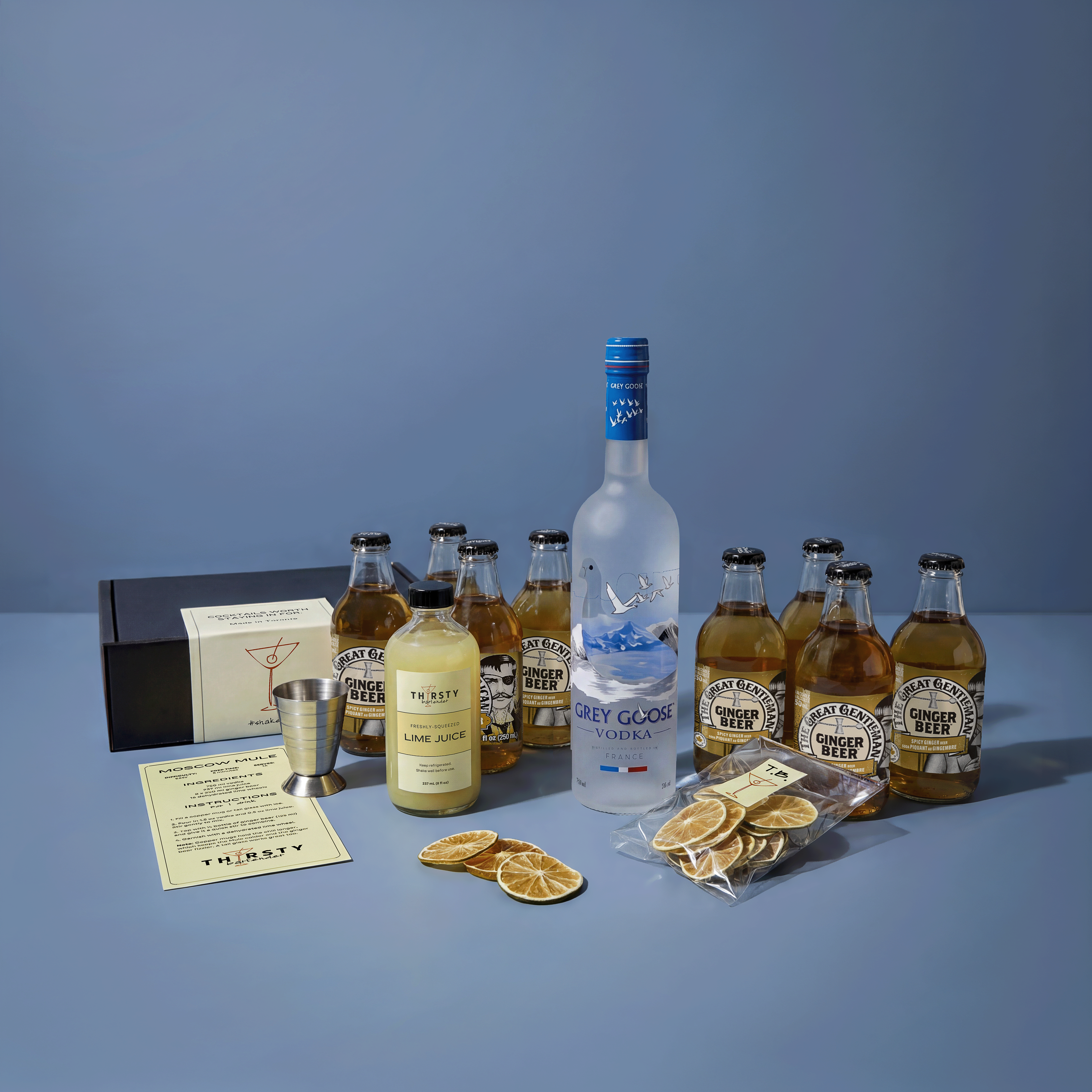 Moscow Mule cocktail kit with Grey Goose Vodka included, from Thirsty Bartender Toronto