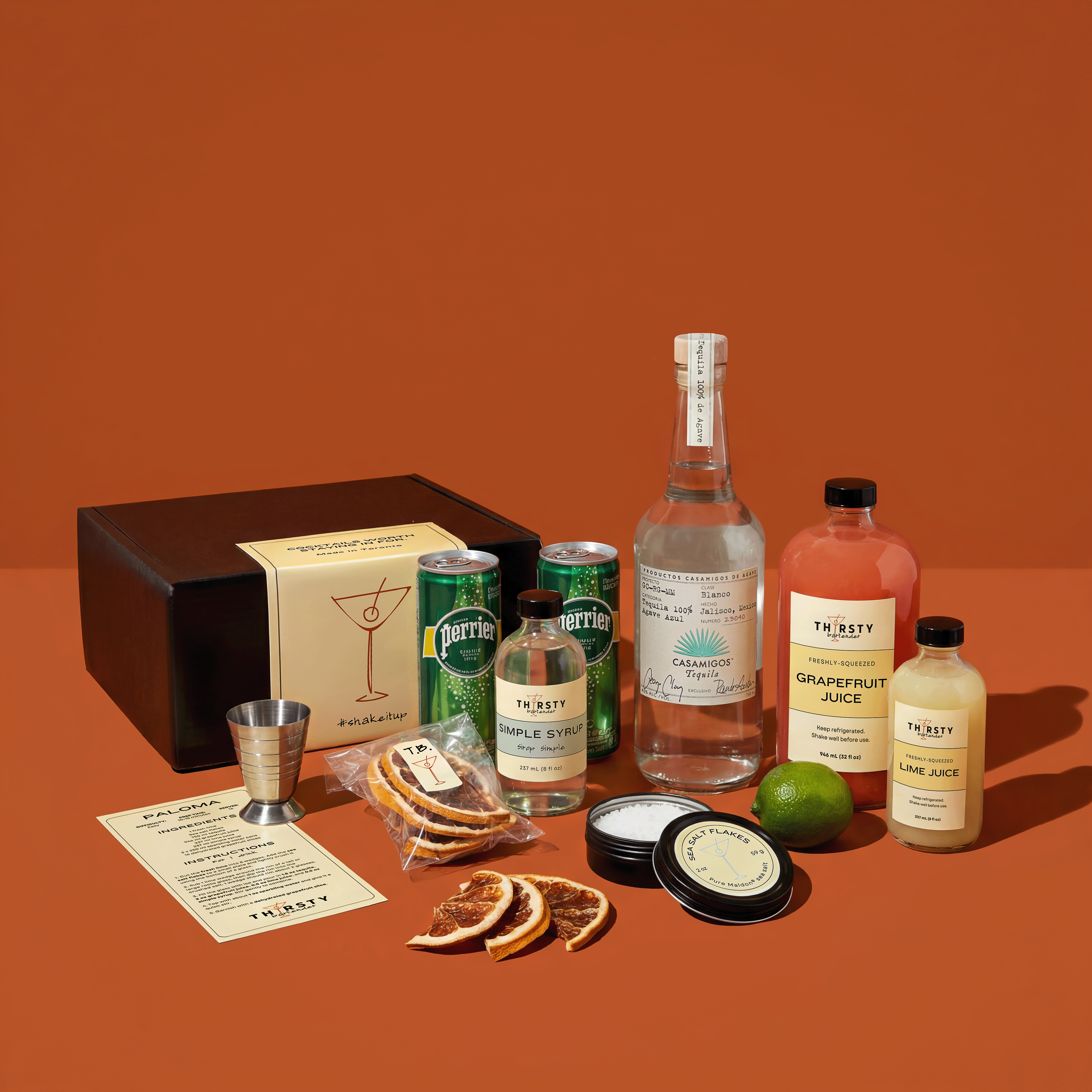 Paloma cocktail kit with Casamigos Tequila included, from Thirsty Bartender Toronto