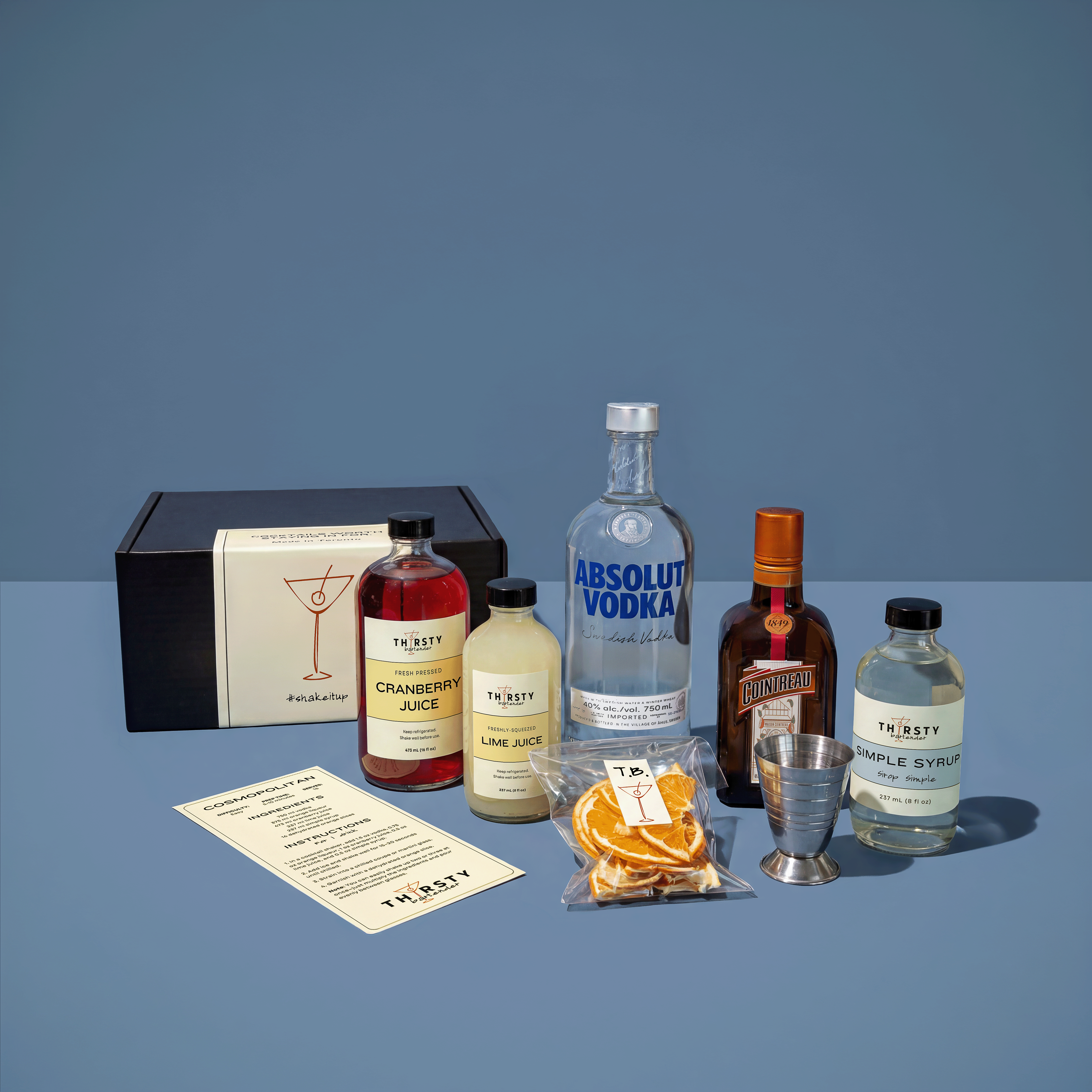 Cosmopolitan cocktail kit with Absolut Vodka included, from Thirsty Bartender Toronto