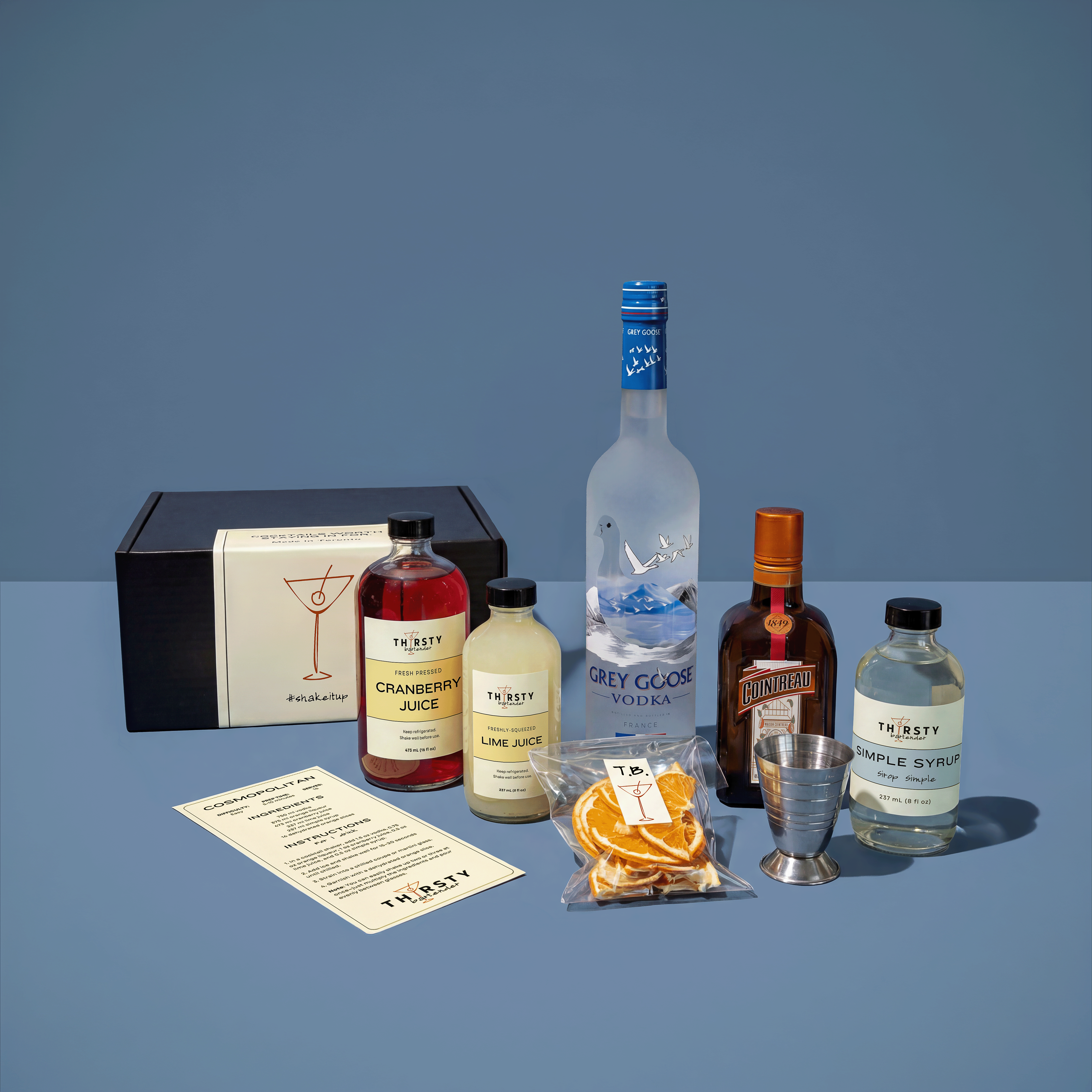 Cosmopolitan cocktail kit with Grey Goose Vodka included, from Thirsty Bartender Toronto