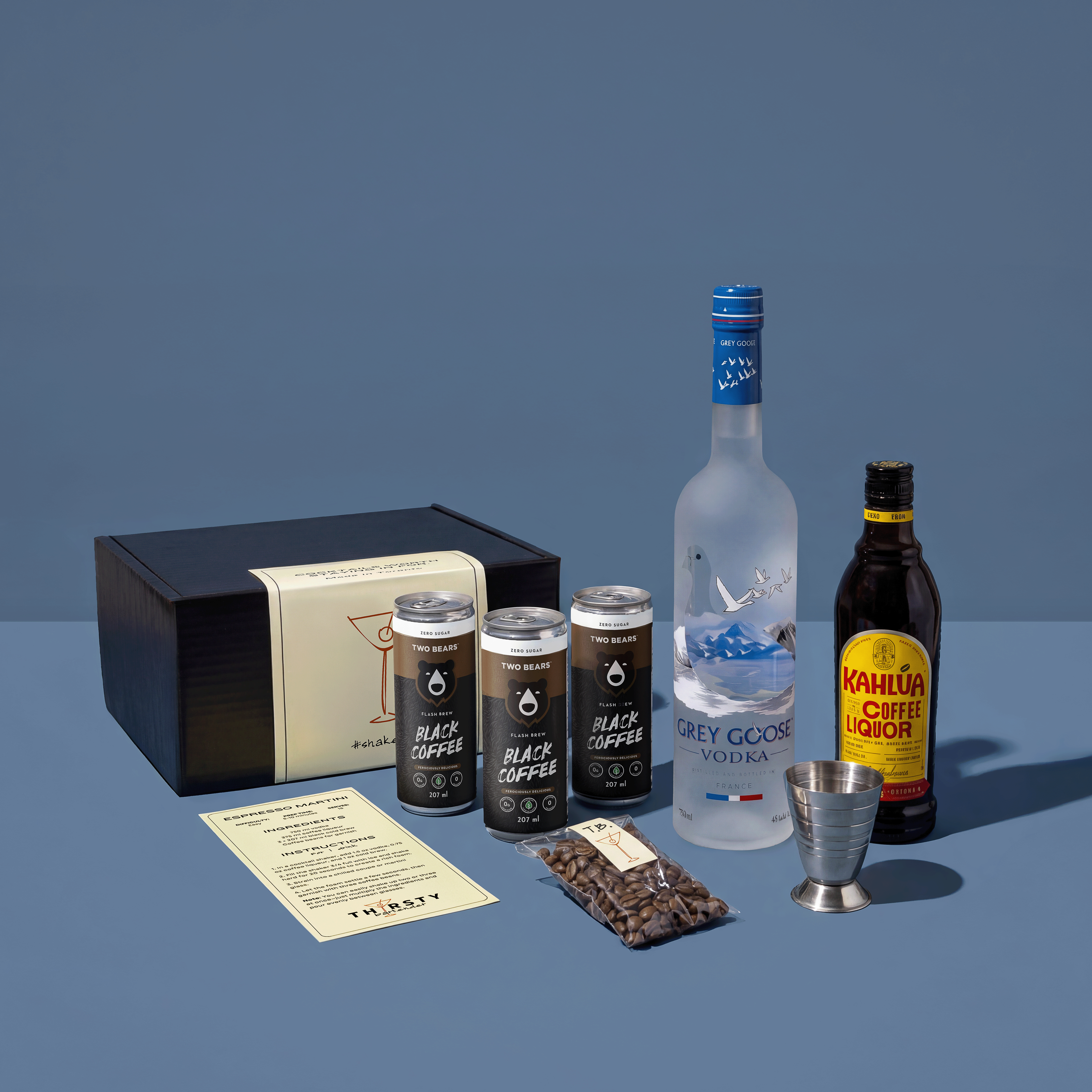 Espresso Martini cocktail kit with Grey Goose Vodka included, from Thirsty Bartender Toronto
