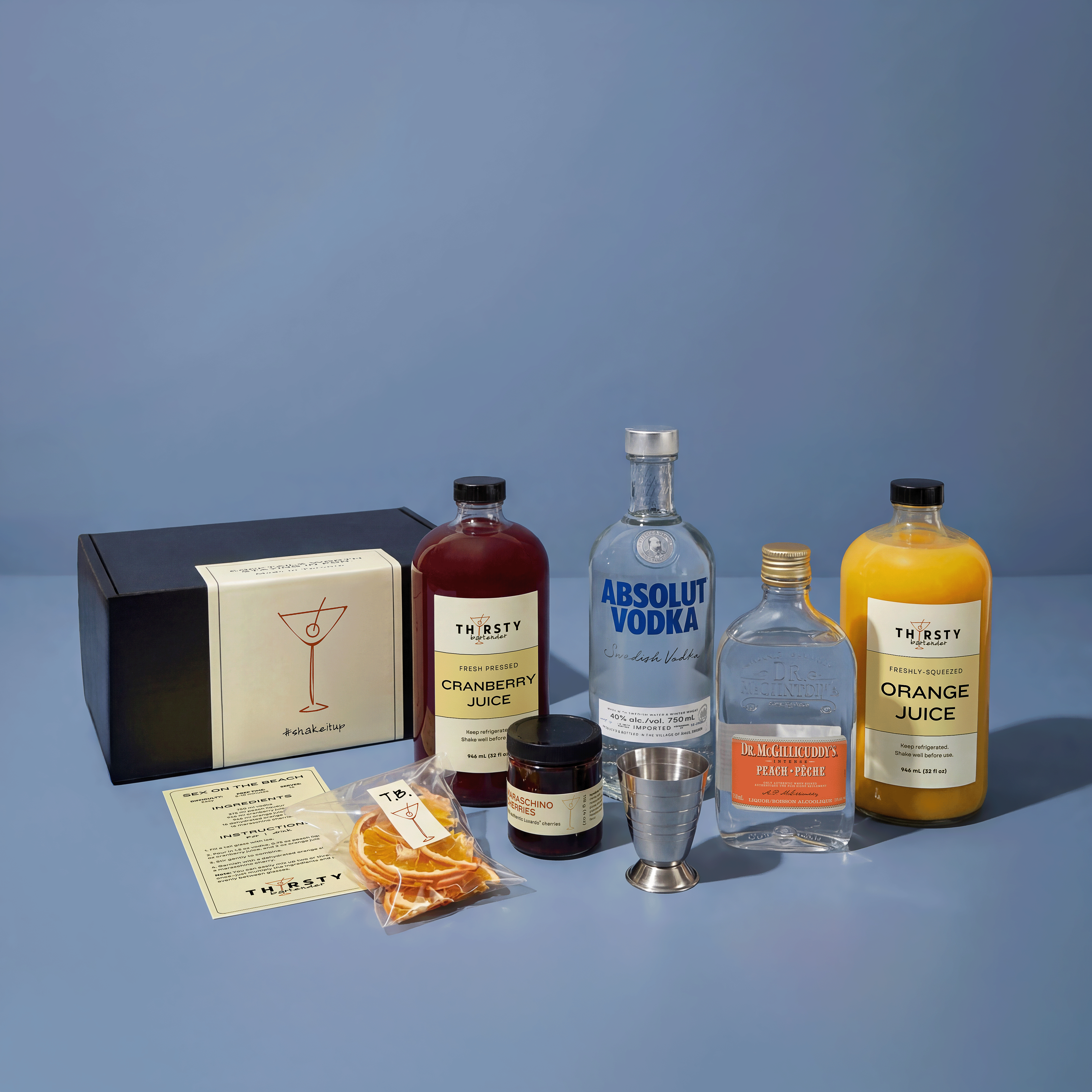 Sex on the Beach cocktail kit with Absolut Vodka included, from Thirsty Bartender Toronto