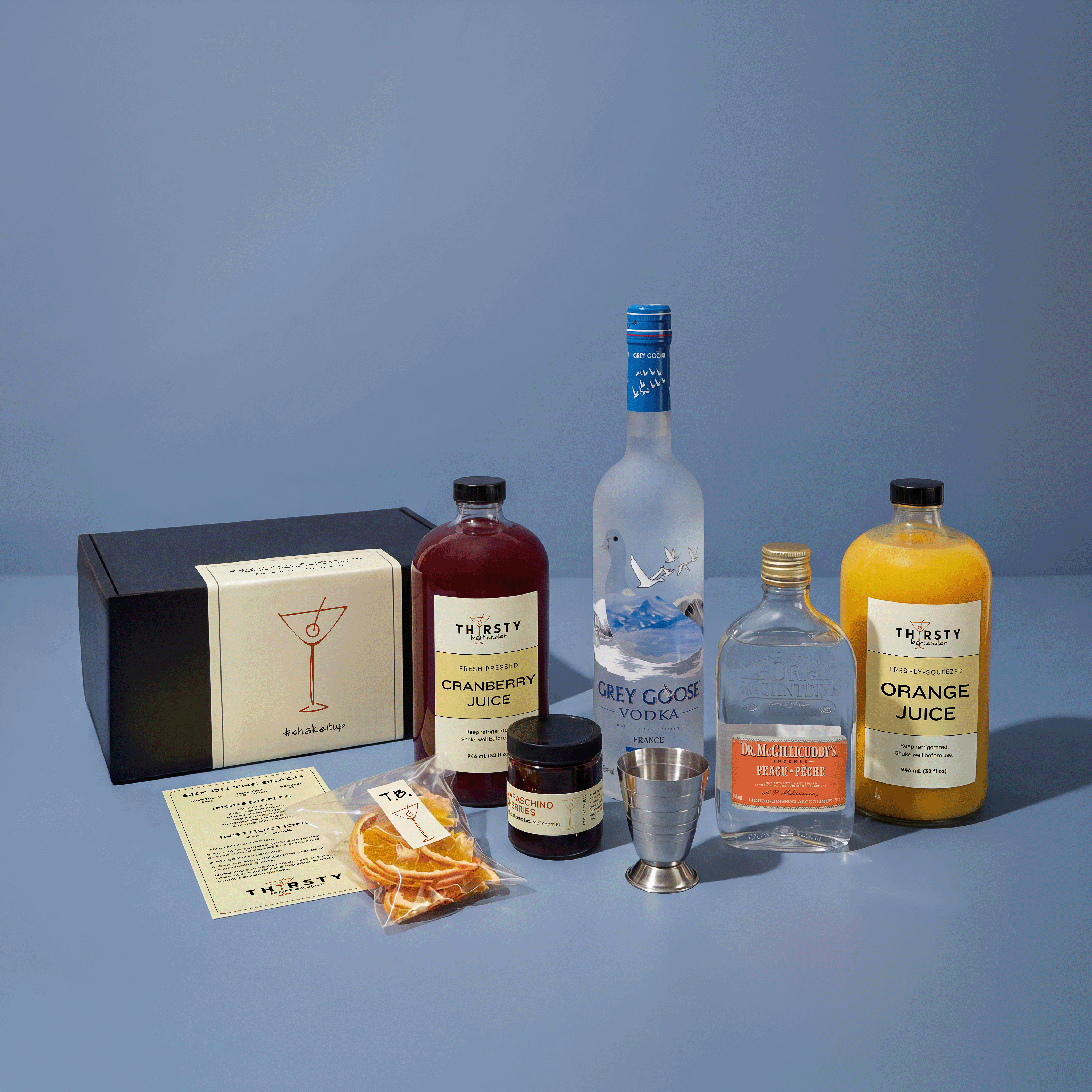 Sex on the Beach cocktail kit with Grey Goose Vodka included, from Thirsty Bartender Toronto